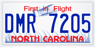 NC license plate DMR7205