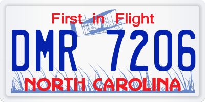 NC license plate DMR7206