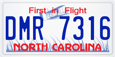 NC license plate DMR7316