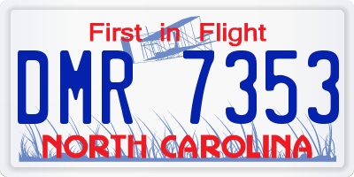 NC license plate DMR7353