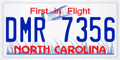 NC license plate DMR7356