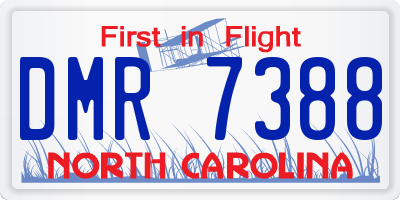 NC license plate DMR7388