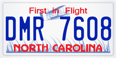 NC license plate DMR7608