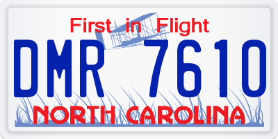 NC license plate DMR7610
