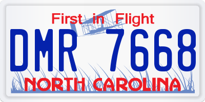 NC license plate DMR7668
