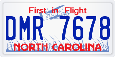 NC license plate DMR7678