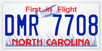 NC license plate DMR7708