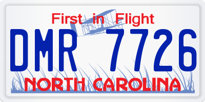 NC license plate DMR7726
