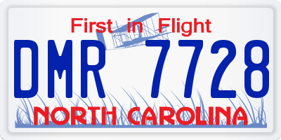 NC license plate DMR7728