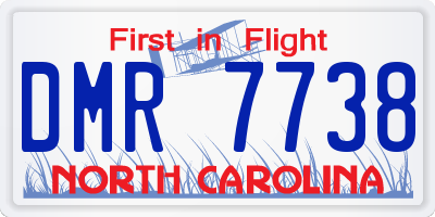 NC license plate DMR7738
