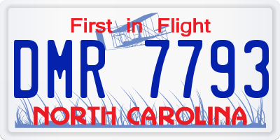 NC license plate DMR7793