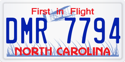NC license plate DMR7794