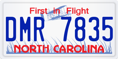NC license plate DMR7835