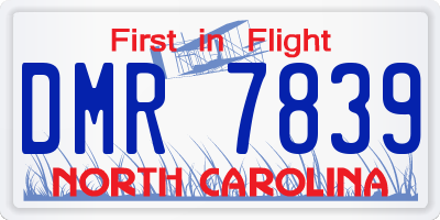 NC license plate DMR7839