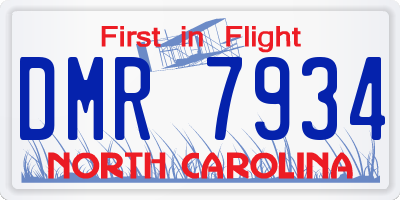 NC license plate DMR7934