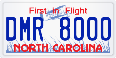 NC license plate DMR8000
