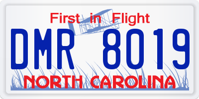 NC license plate DMR8019
