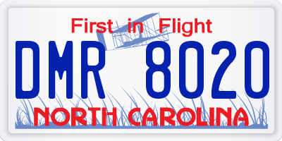 NC license plate DMR8020