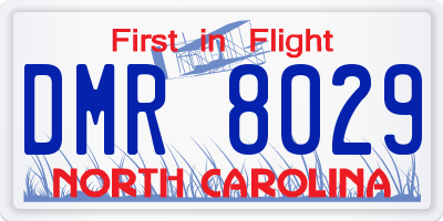 NC license plate DMR8029