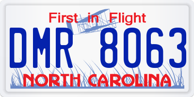 NC license plate DMR8063
