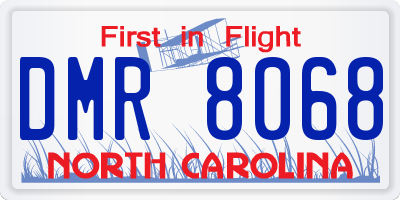 NC license plate DMR8068