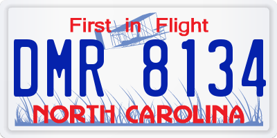NC license plate DMR8134