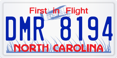 NC license plate DMR8194