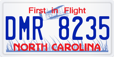 NC license plate DMR8235