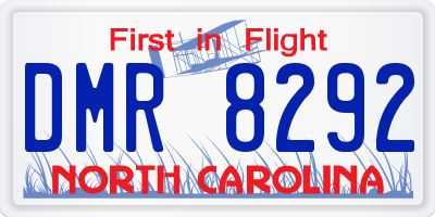 NC license plate DMR8292