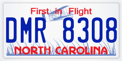 NC license plate DMR8308