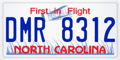 NC license plate DMR8312