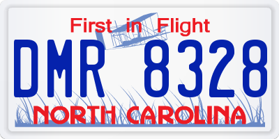 NC license plate DMR8328