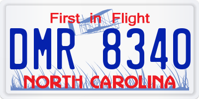 NC license plate DMR8340
