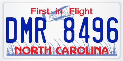 NC license plate DMR8496