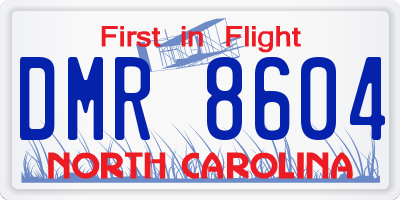NC license plate DMR8604