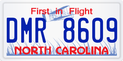 NC license plate DMR8609
