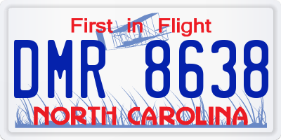 NC license plate DMR8638