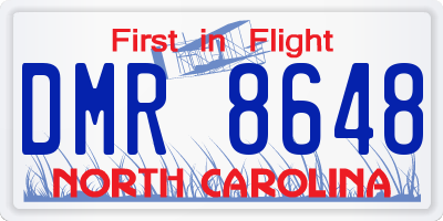 NC license plate DMR8648