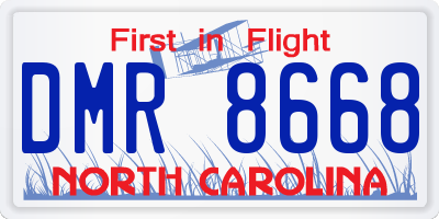 NC license plate DMR8668
