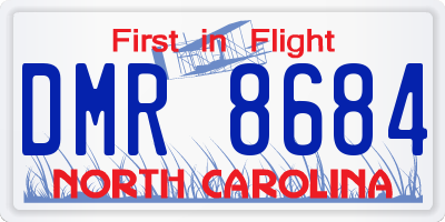 NC license plate DMR8684