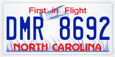 NC license plate DMR8692