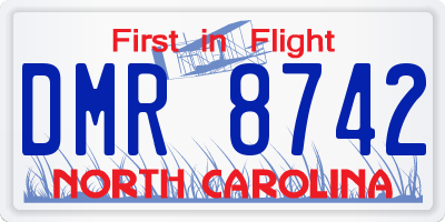 NC license plate DMR8742