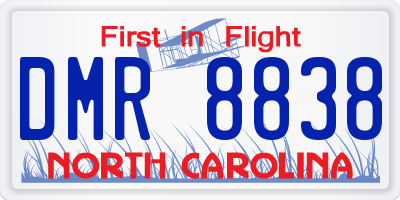 NC license plate DMR8838