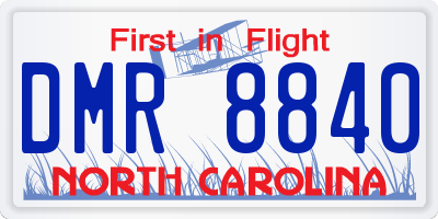 NC license plate DMR8840