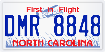NC license plate DMR8848