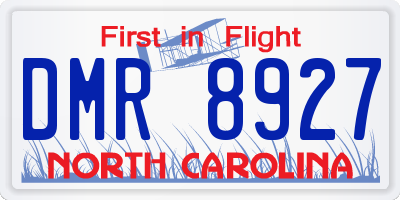 NC license plate DMR8927