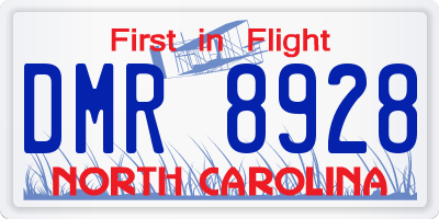 NC license plate DMR8928