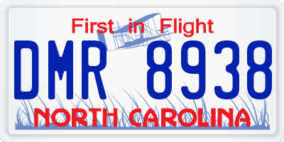 NC license plate DMR8938