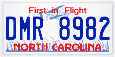 NC license plate DMR8982
