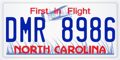 NC license plate DMR8986